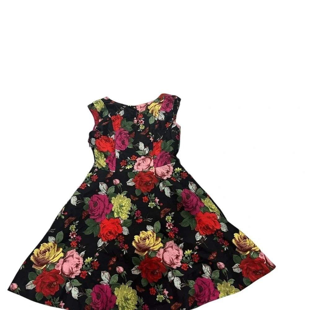 Baker By Ted Baker Dress Girls Sz 8 Black Multi Floral Party Flower Girl Church